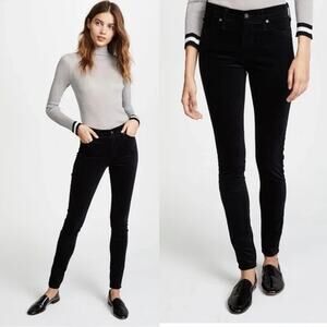 AG Black Velvet The Legging Super Skinny Pants Jeans 25R Holiday Glam NYE Edgy